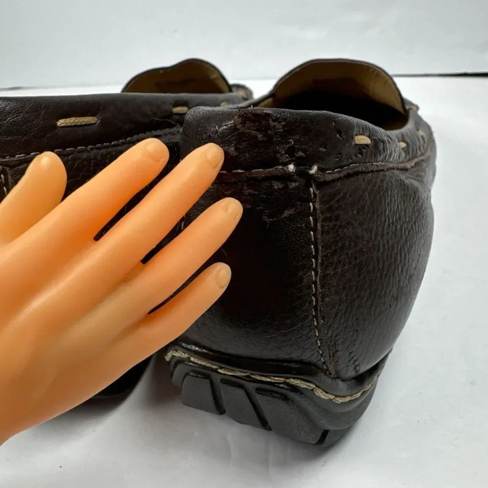 Bjorndal Brown Leather‎ Driving Moccasin slip On Shoe Size 9M *peeling One Heel